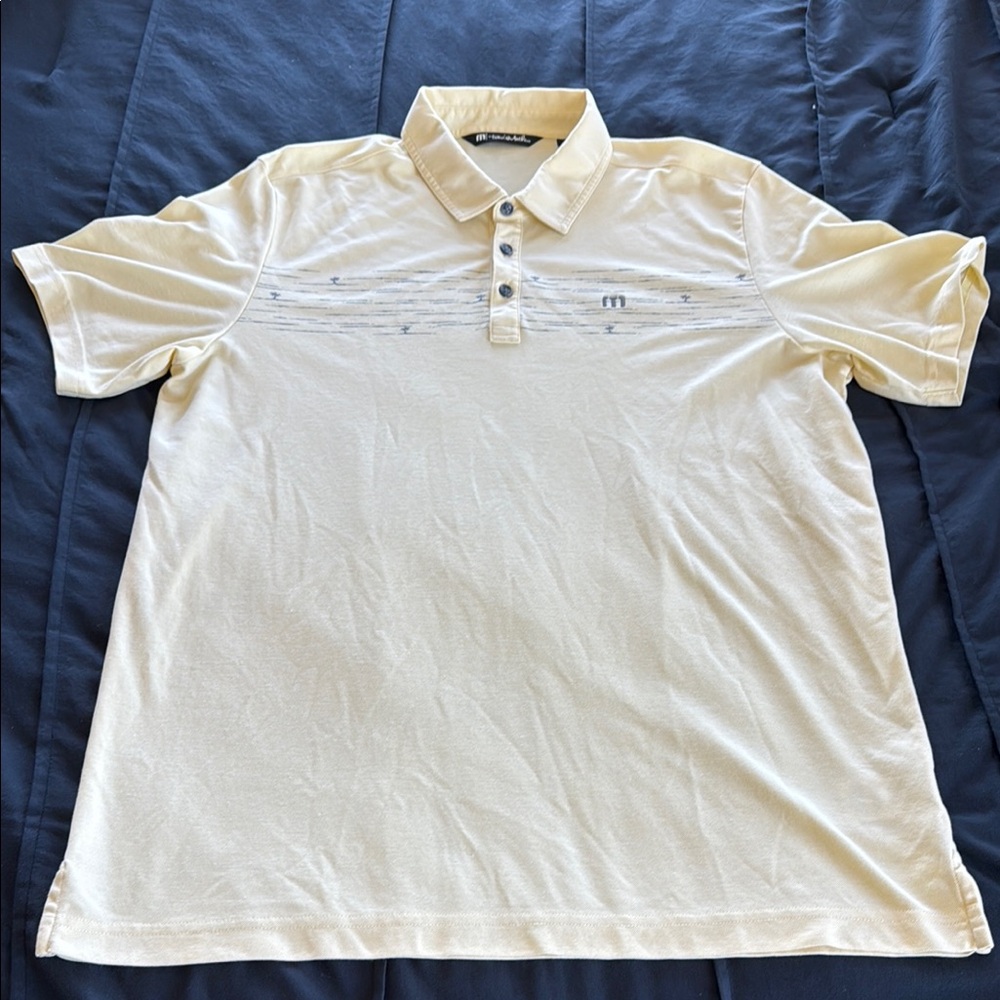 TRAVIS MATHEW Men's Light Yellow Polo Shirt
